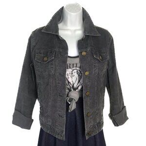 Gap 1969 Gray Distressed Corduroy Trucker Jacket Medium Flint Gray